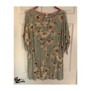 H&M Floral Tie Sleeve Mini Dress